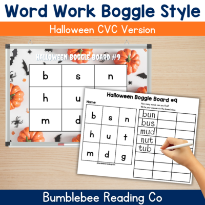 Word Work Boggle Style HALLOWEEN Boards CVC Words